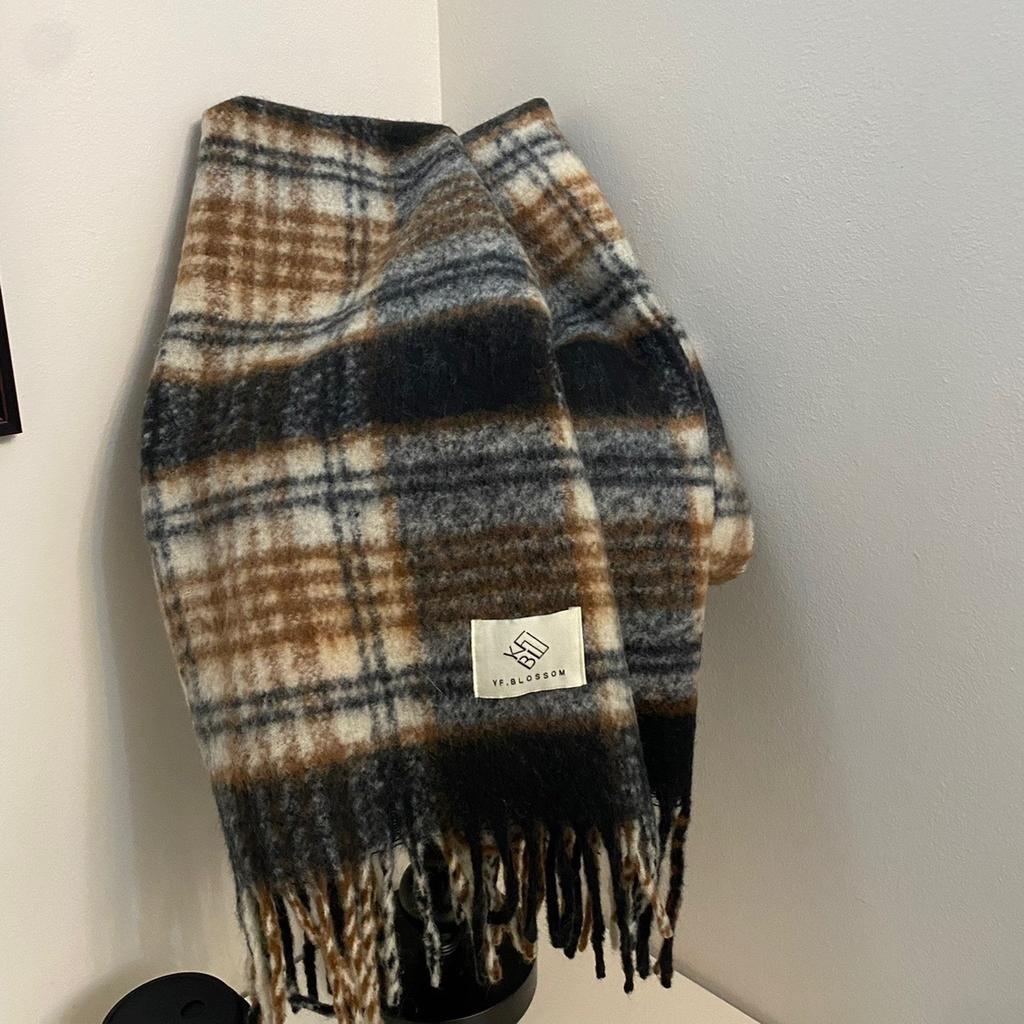Winter Warm Maillard Scarfs for Women,Windproof Insulation Fashionable  Plaid Scarf,Long Blanket Scarf,Winter Fleece Shawls Wrap