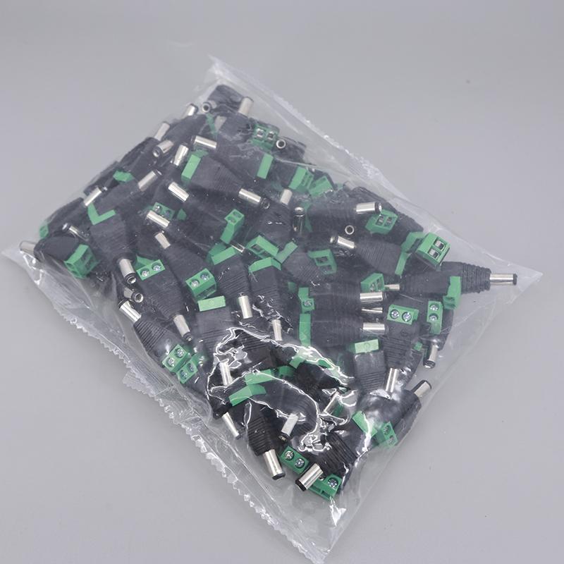 50pcs DC Male 5.5x2.1mm Power Plug Adapter Jack Terminal 5.5mm 2.1mm Connector Male for Led Strip CCTV Cameras Socket