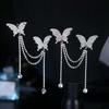 1 pair Long Rhinestone Butterfly Earrings Zinc Zinc Alloy Shiny Temperament Eardrops  Evening Party