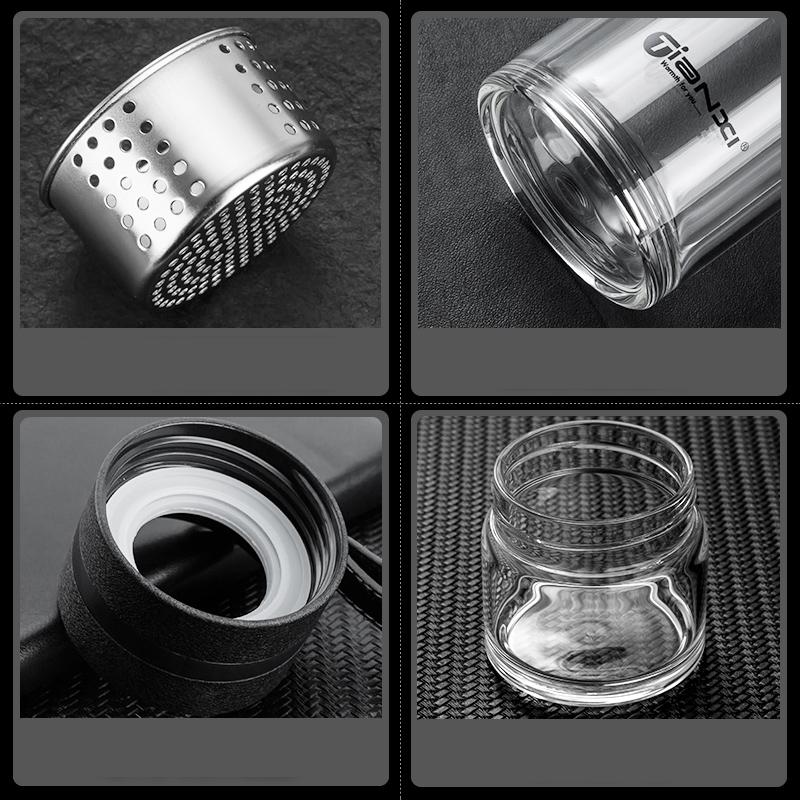 GIANXI Business Glass Tea Cups Portable Glass Cup With Lid And Lifting Ring Large Capacity Transparent Drinking Water Cup