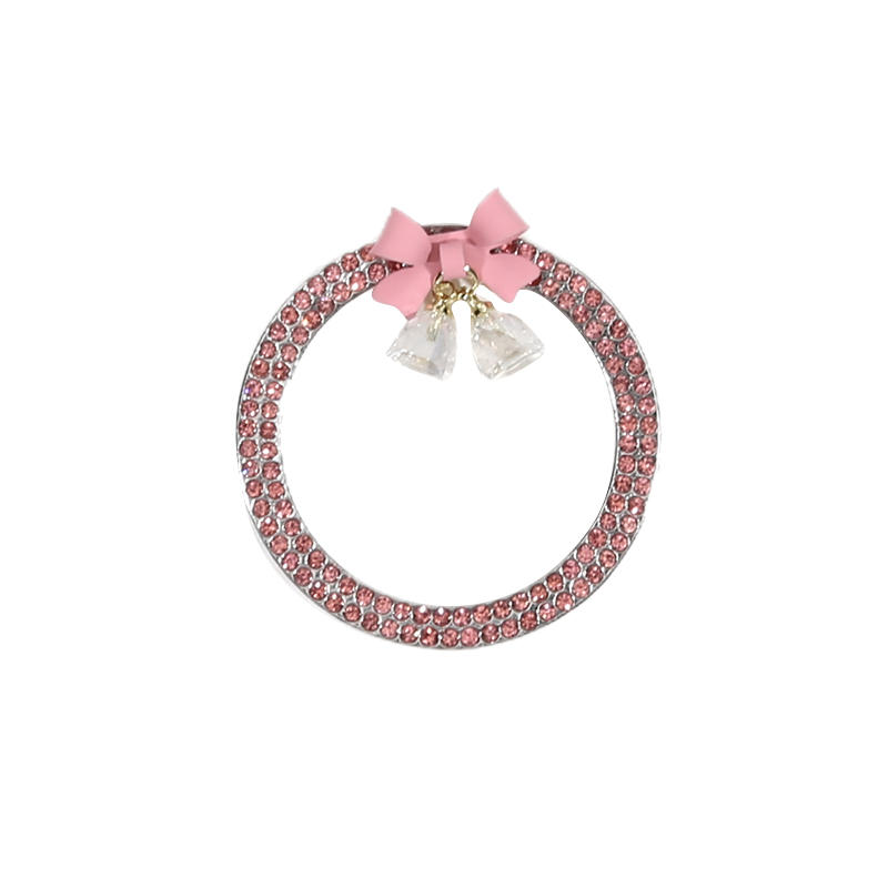 Rhinestone Bow Bell Car Start Switch Button Auto Decorative Diamond Stickers Ring Circle Trims Protective Cover Car Accessories