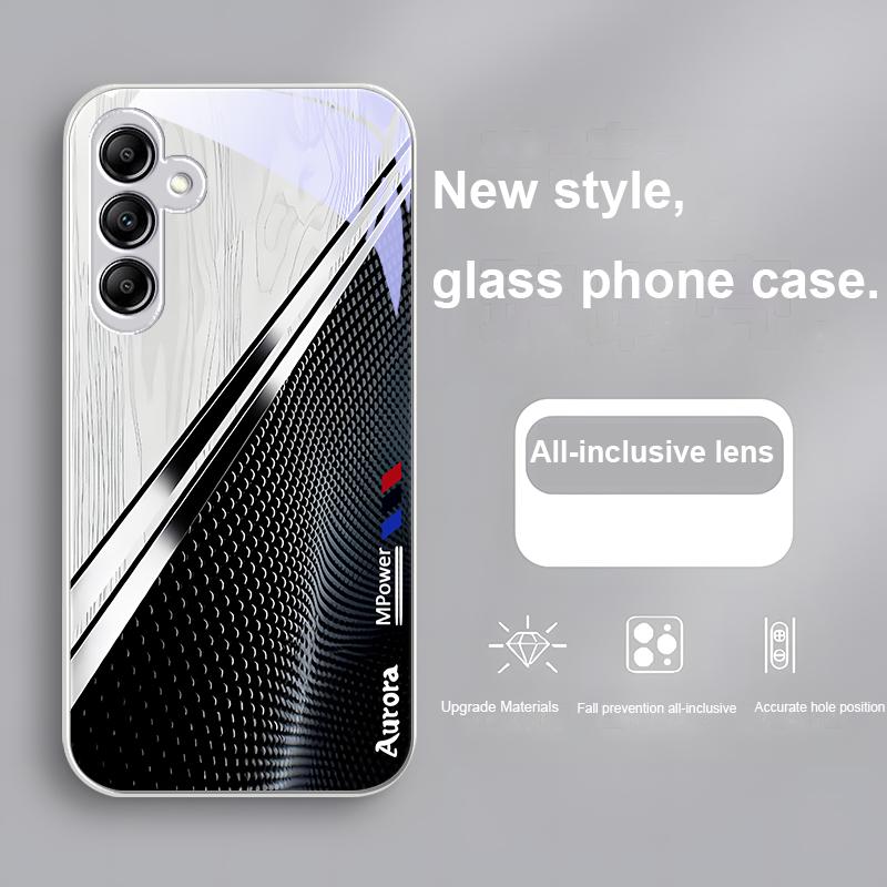 Glass Phone Case For Samsung Galaxy A01 A02 03 Core A04 14 4G 13 54 34 31 20 25 23 22 5G S21 Ultra S20 Gradient Wood Grain Green