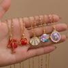Summer Zircon Shell Pendant Necklace For Women Men Sea Animal Red Lobster Crab Stainless Steel Chain Collarbone Choker Jewelry