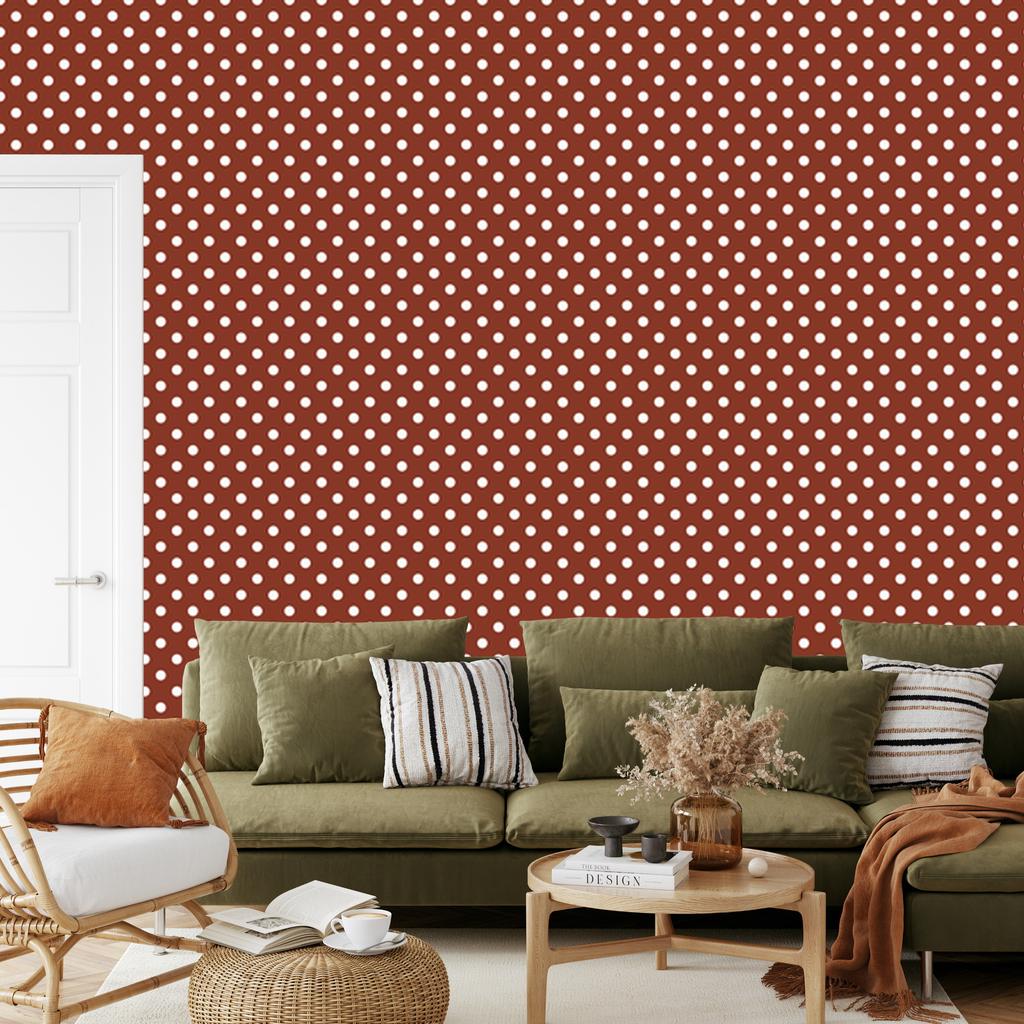 Dots Wallpaper, top red, bottom red for Living Room and Bedroom, 50x1000