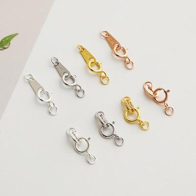 Gold-Plated S925 Sterling Silver Spring Buckle Jewelry Connector for DIY Bracelets and Necklaces.