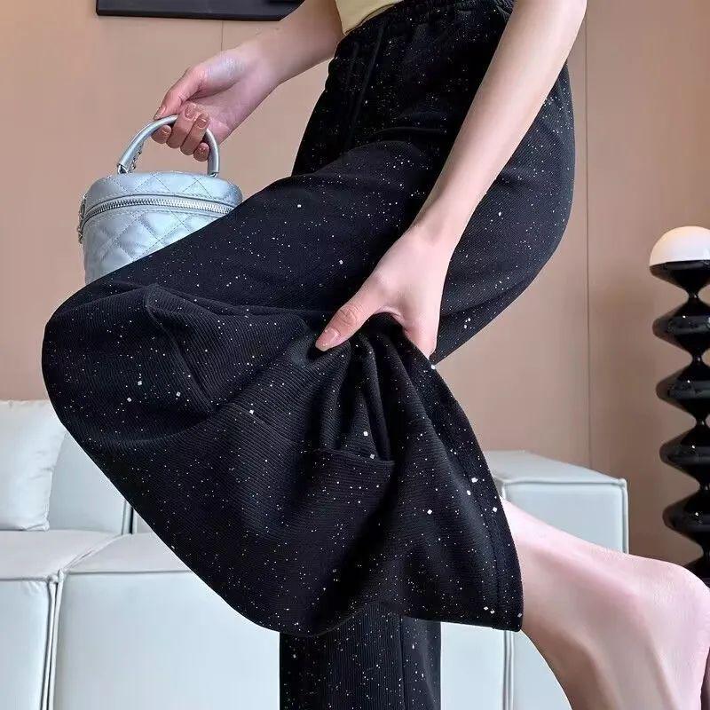 Women's Trendy Starry High-Waisted Wide-Leg Pants - Summer Floor-Length Casual