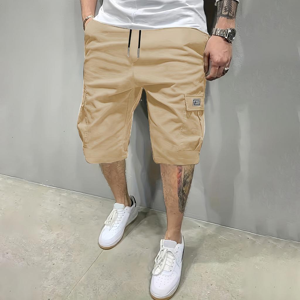 Men's Cargo Shorts Multi Pocket Relaxed Fit Drawstring Waist Casual Knee Length Shorts for Daily Wear