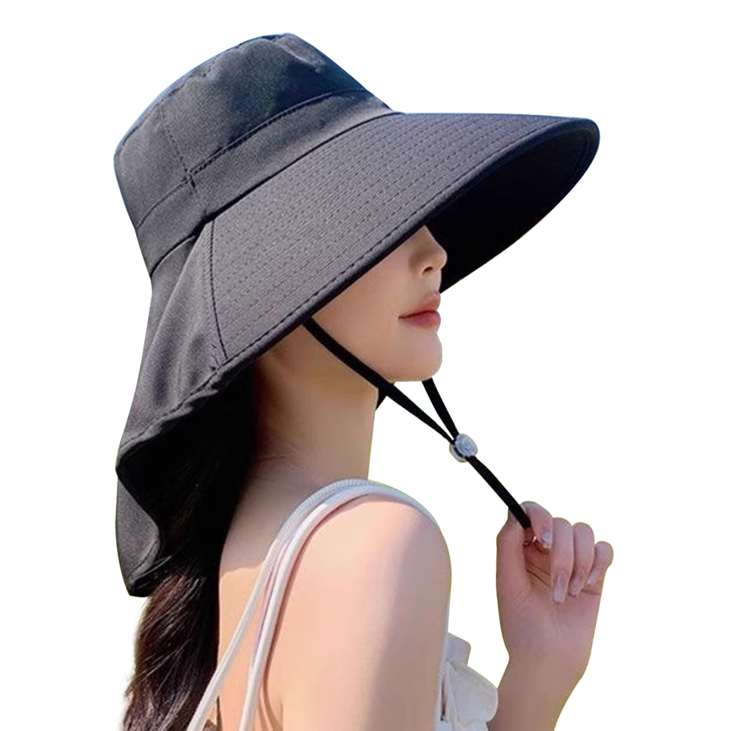 

UV Protection Hat for Wide Brim with Sun Protection Cooling Slimming Sun UV Outdoor Free [ARSZHORSVS] Women, Strap, [Ultra-lightweight, Touch, чёрный