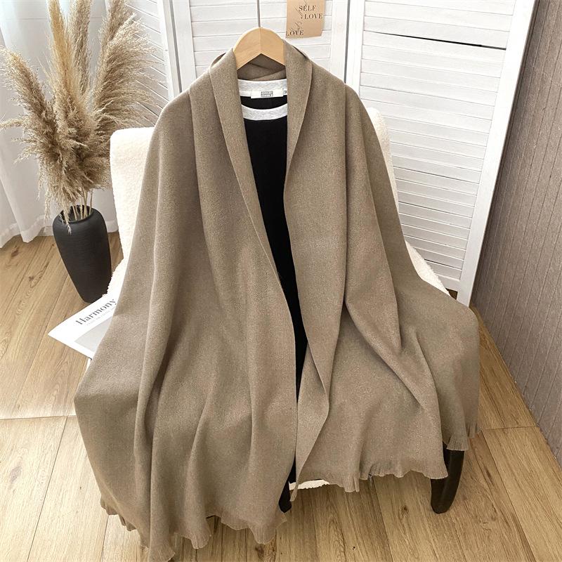 Women S Solid Color Faux Cashmere Scarf Elegant Warm Shawl