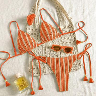 Bikini Set  Women's Swimwear Multi Color Reversible Fabric Tie Side Swimsuit 0881