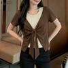 ZANZEA Women Casual Round Neck Short Sleeve Summer Patchwork Blouse