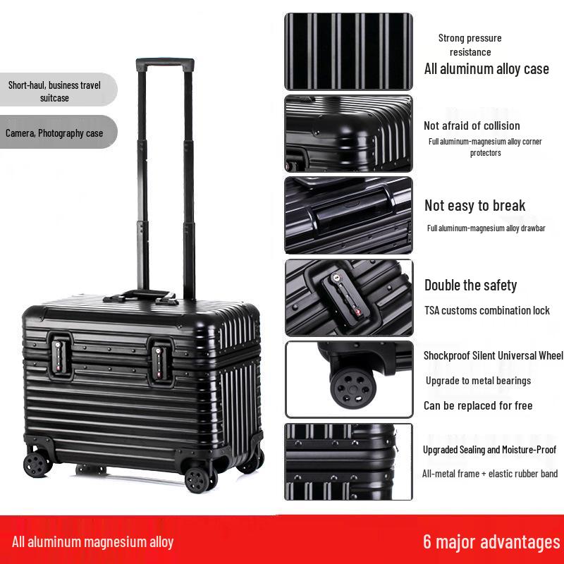 Aluminum-Magnesium Alloy Multi-Functional Carry-on Trolley Suitcase for Photography