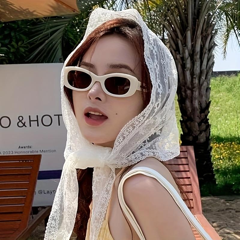 1 Stück Dreieck Spitze Schal weiß süß Spitze Turban Kopftuch Reise Foto Stirnband Haar Accessoires Geeignet Damen Mädchen