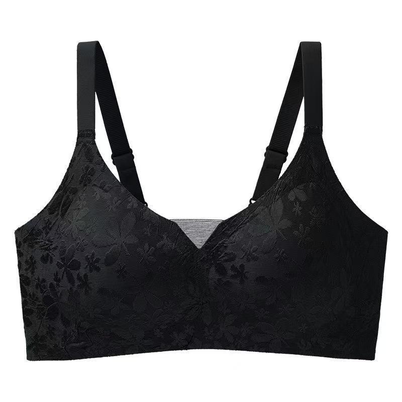 Oudifen High-end Relief Jacquard Chinese Style New Chinese Style Large Chest Gathered Full Cup Lace Seamless and Steel Ring Sexy Bra