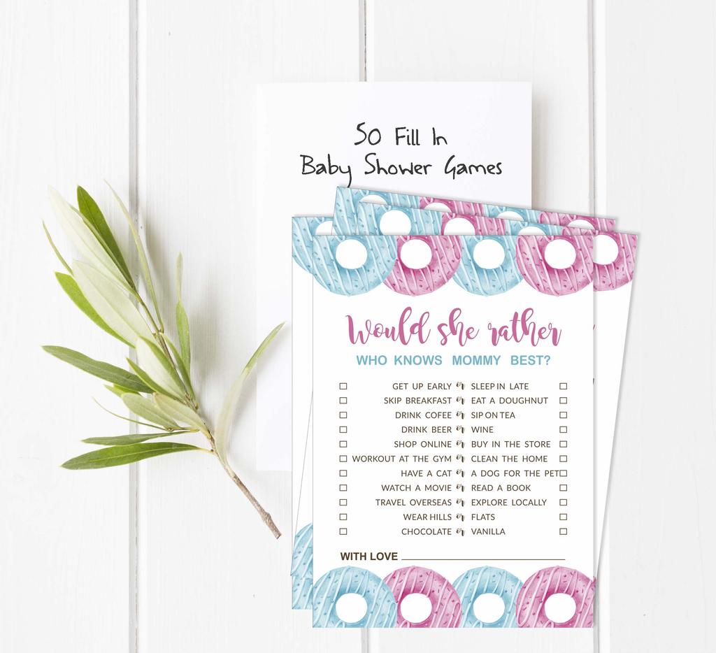 Inkdotpot Donuts Baby Shower Game Set Of 50 BabyA  AlphabetA  ABCA  Game He Or She Party