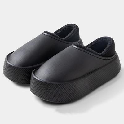Comwarm Home Fashion Толстая подошва Плюшевые тапочки для женщин Зимние теплые меховые пушистые тапочки Уличные водонепроницаемые хлопковые туфли на платформе