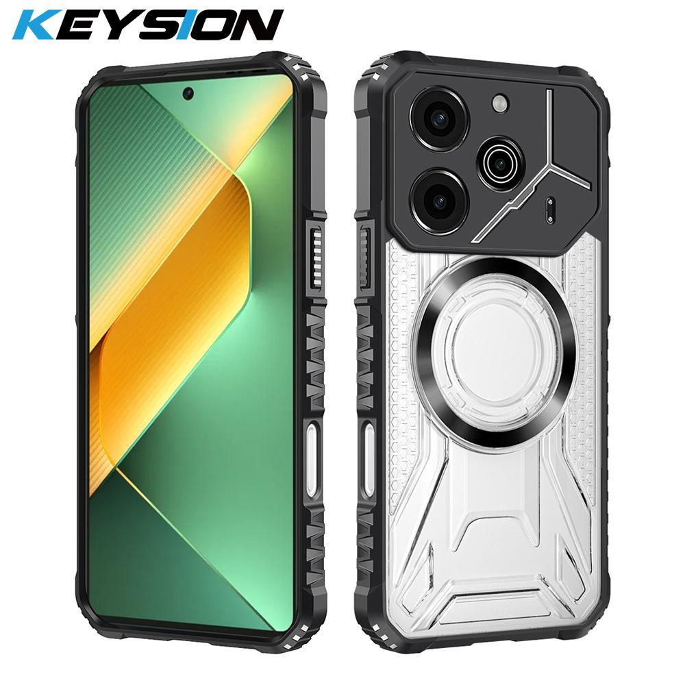 

KEYSION Transparent Magnetic Case for TECNO Pova 6 Pro 5G Silicone+PC Heavy Duty Shockproof Phone Cover for for Tecno Pova 6 5G for Tecno Pova 6 Pro фіолетовий