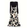 Modisches und elegantes Kleid mit Blumendruck und hoher Taille für Damen