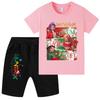 WA1264 Kids Boys Girls Kpop Rumi Zoey Mira Christmas Print Short Sleeves T-shirt Shorts Pants Sets