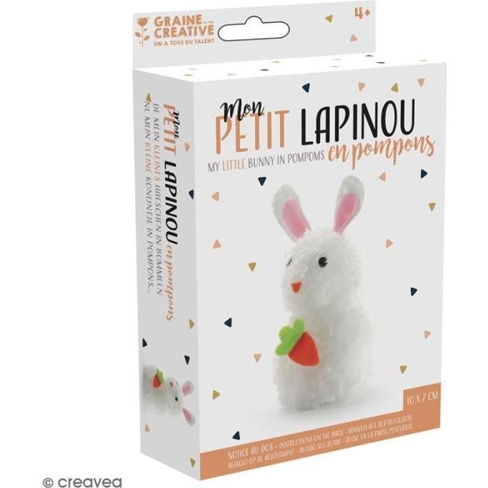 Pompom Kit - Rabbit - 13 Pcs - White - Make a Cute Pompom Rabbit Easily
