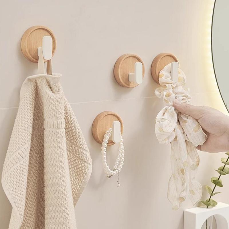 Walnut Wood Coat Rack Hooks Black Wall Hangers For Hanging Keys Clothes Bathroom Robe And Towels And Entryway