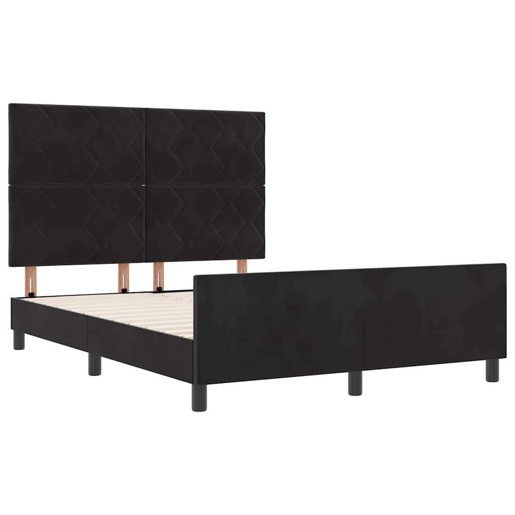 Box Spring Bed with Headboard Black 140 x 190 cm Velvet