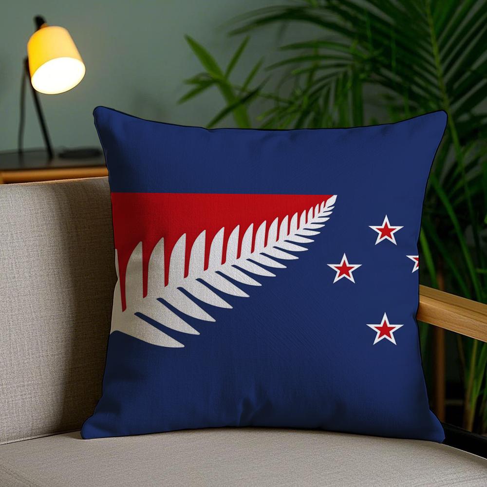 New Zealand Kiwi Flag Cushion Cover Plush Fabric Soft Double-Sided Printed Invisible Zipper Sofa Pillow Case Home Decor