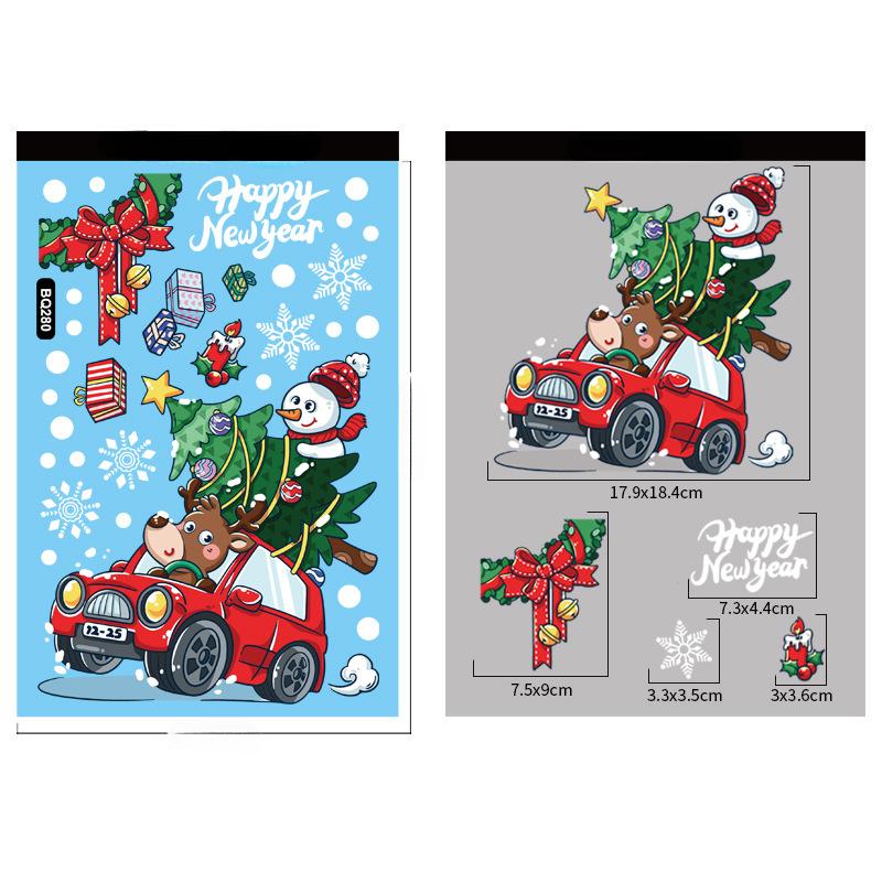 Vánoční dekorace Samolepky na okno Cartoon Elk Santa Claus Sněhulák Vánoční zrcadlové samolepky Veselé Vánoce Samolepka Nový rok