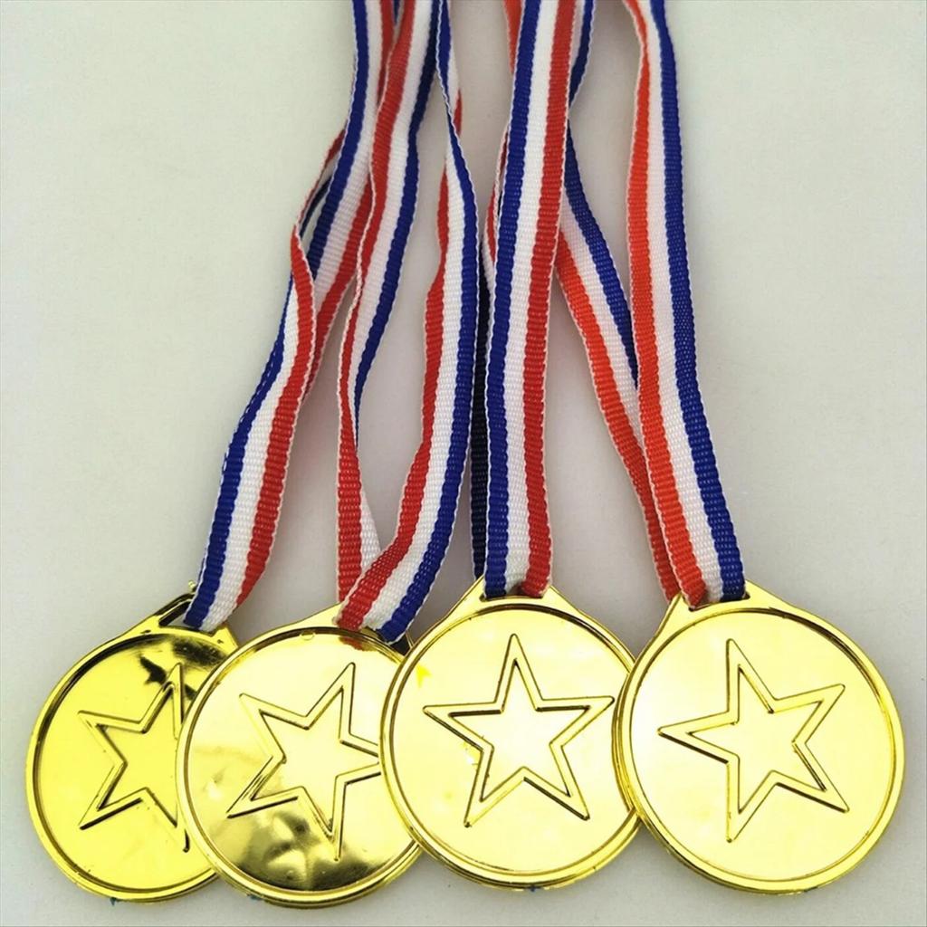30Pcs Plastic Gold Winners Medals Trophy Children Game Sports Prize Awards Toys For Kids Birthday Party Favors Pinata Fillers