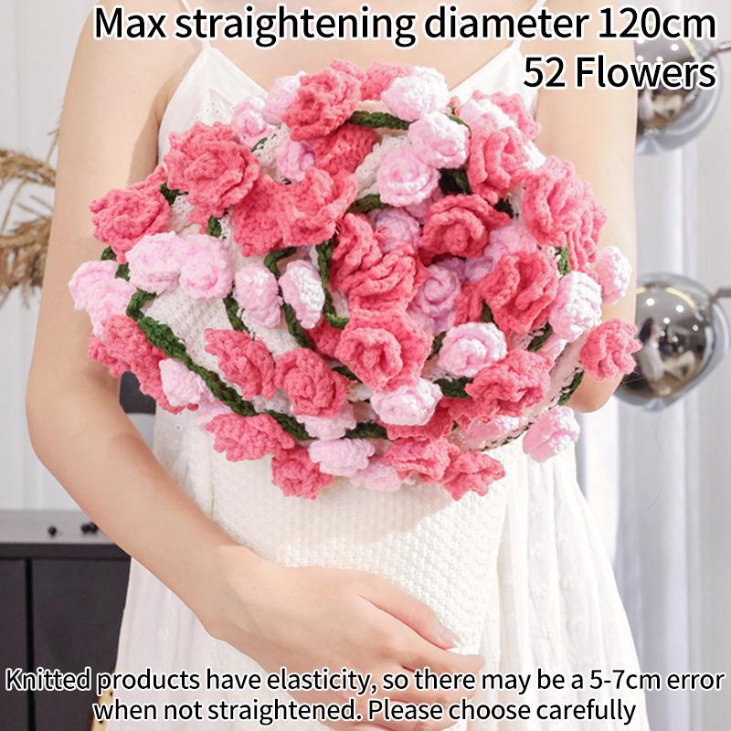 Multicolored Pointed-Angled Rose Bouquet Blankets Hand-Knitted Crocheted Rose Sofa Blankets Wedding Valentine Girlfriend Gifts