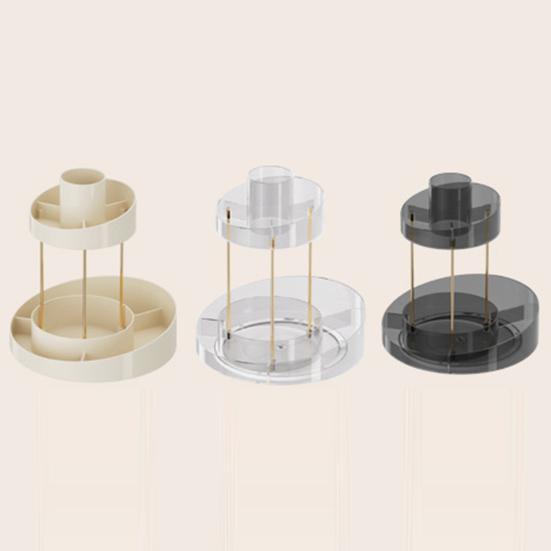 Makeup Perfume Cosmetic Organizer Skincare Rotating Vanity Separated Compartments 2 Tier Spinning Display