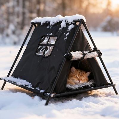 Taşınabilir Evcil Hayvan Kafesi Açık Hava Evcil Hayvan Çadırı Katlanabilir Sıcak Kedi Teepee Çadırı Çıkarılabilir Oxford Köpek Kulübesi Barınağı Dört Mevsim Kullanım