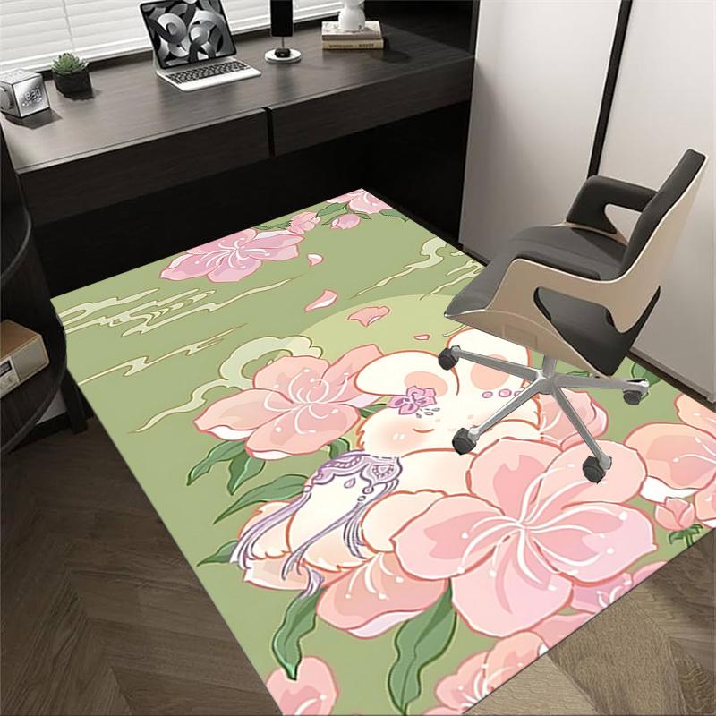 1 Stück Floral Bunny Teppich Ultra Weich, Dick & Saugfähig, Rutschfeste Maschinenwaschbare Matte für Eingangsbereich