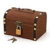 Wooden Piggy Bank Vintage Treasure Chest Shaped Money Saving Bank for Home Decor Party Display 14x10x10cm with Lock