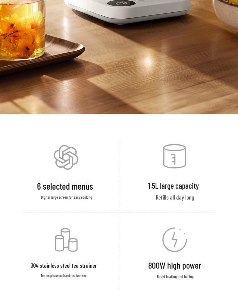 Xiaomi N1 Multifunctional Health Pot: 1.5L, 800W Tea and Water Boiler with Constant Temperature and Strainer.