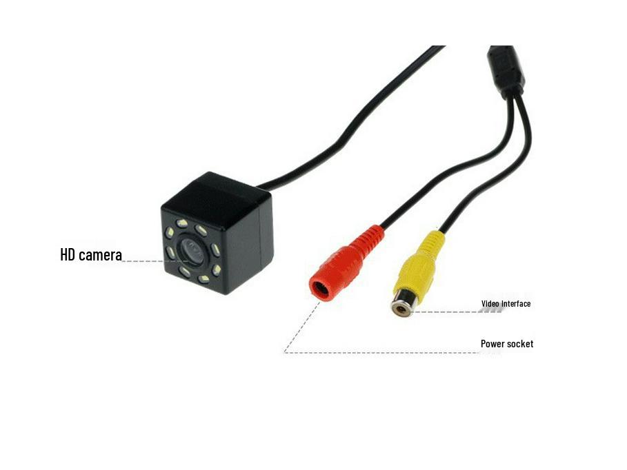 12V Universal High-Definition Rear View Camera with 8 LED Lights for Large Screen Navigation
