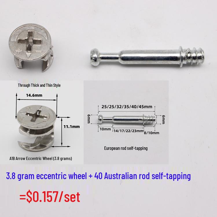 Třídílný excentrický nábytkový spojovací prvek, Železný upevňovací prvek pro snadnou montáž/demontáž skříněk