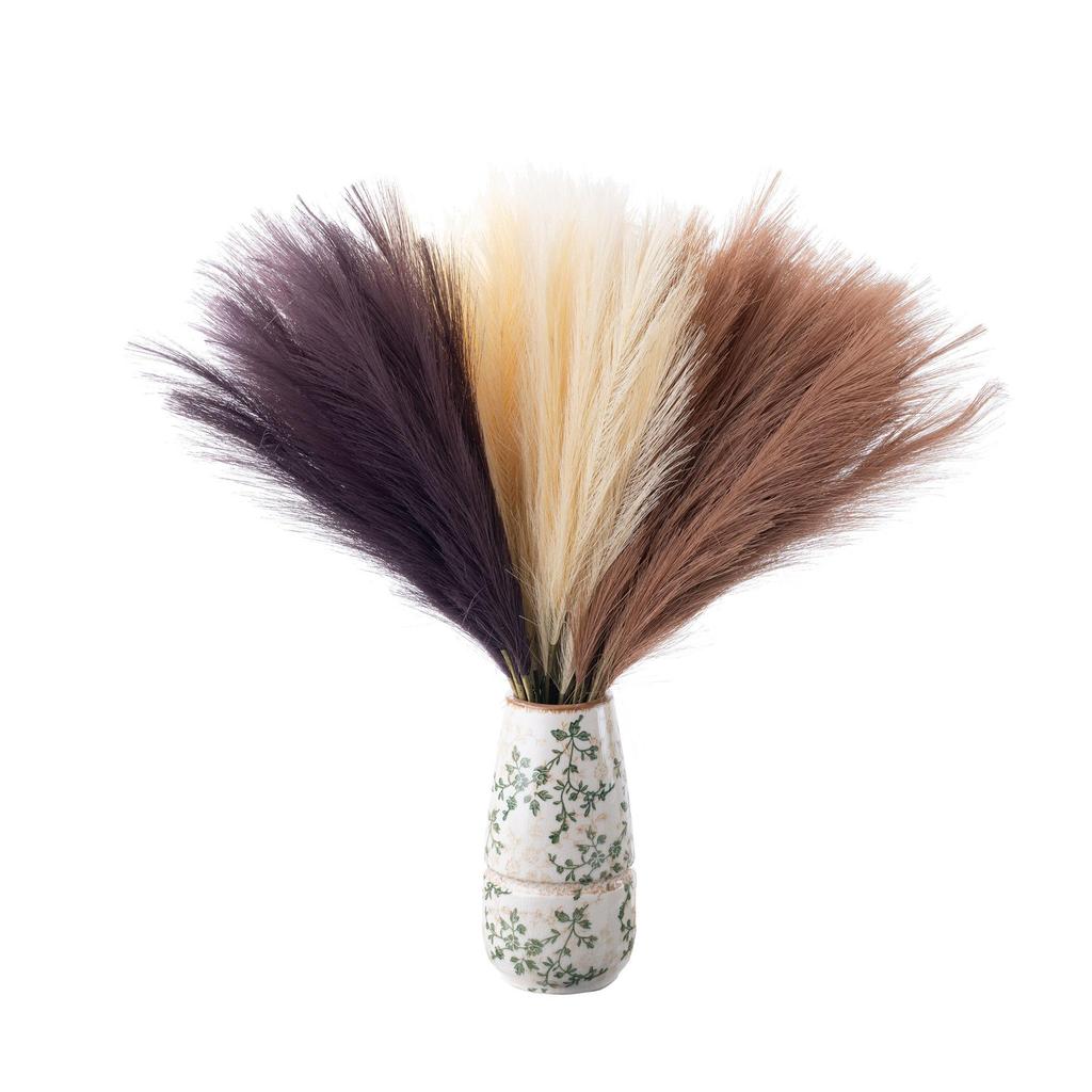 INS Style 3-Prong Pampas Grass and Rose Artificial Bouquet for Home Decor