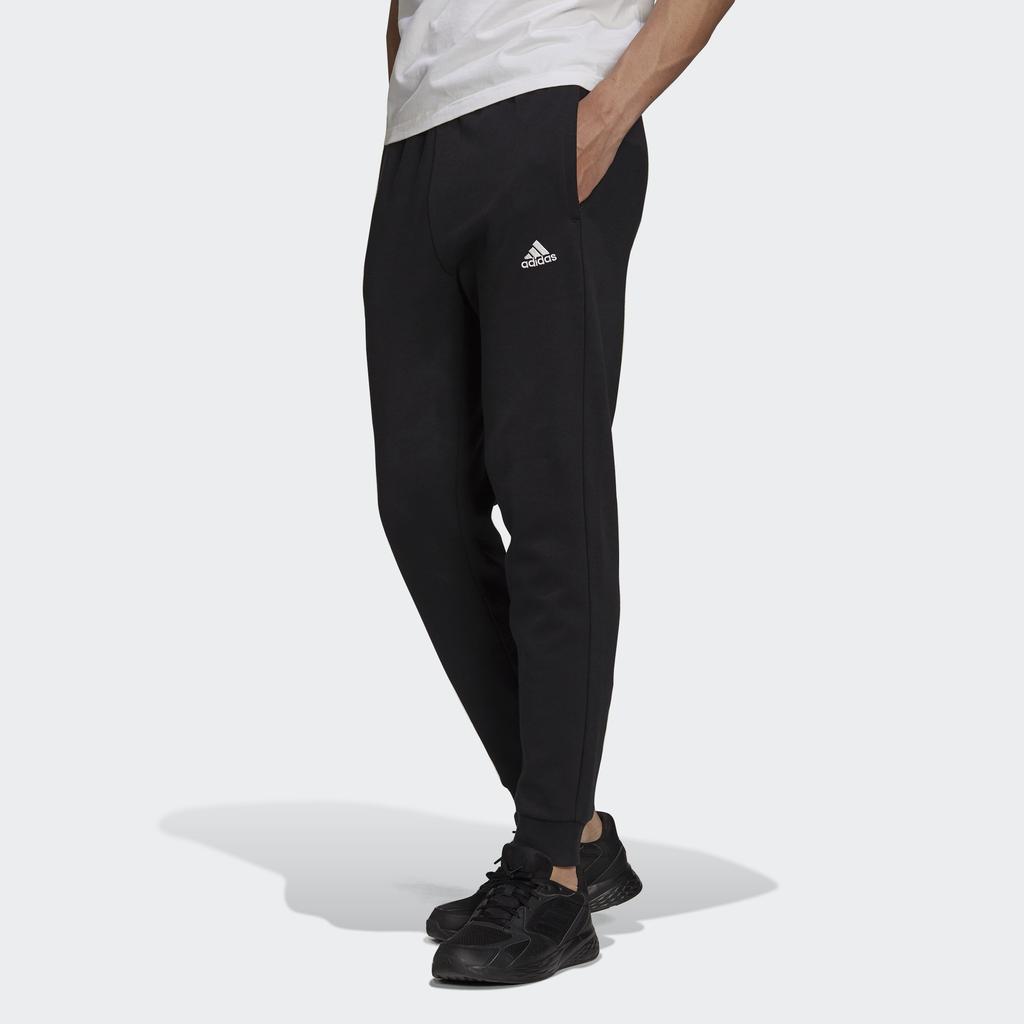 Adidas Logo Embroidered Cuffed Knit Track Pants Men Bottoms Black HB5083