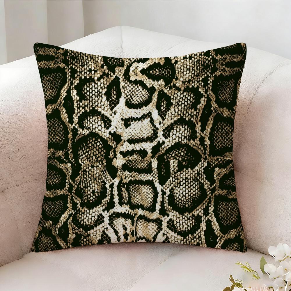 Snake Print Pillow Case Pillowcase, Double-sided Printed, Sofa Cushion, Bedroom Headboard Pillow
