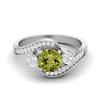 6mm Round 925 Sterling Silver Peridot Three Stone Bypass Women Wedding Ring