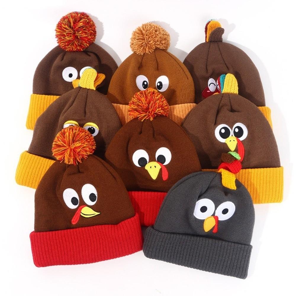 Windproof Turkey Hat Thickened Warm Pullover Hat Funny Knit Beanies Thanksgiving Party