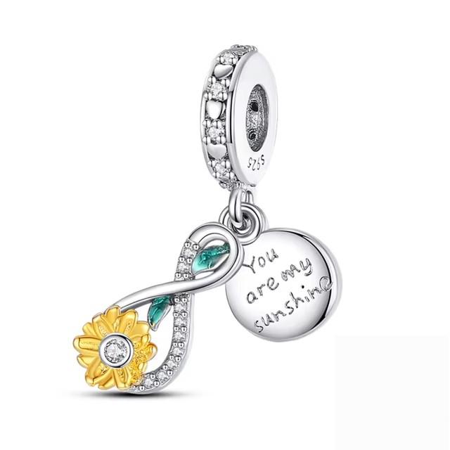 New Copper Butterfly Sunshine Sunflower Bouquet Exquisite Charm Talisman Pendant Fit Original Bracelet Diy Women'S Jewelry