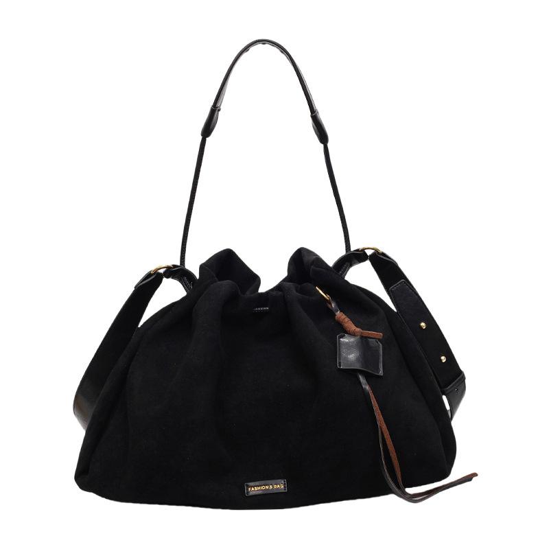 Vintage High end Large Capacity Tote Bag for Women 2026 Early Spring Casual Suede Single Shoulder Crossbody Bag