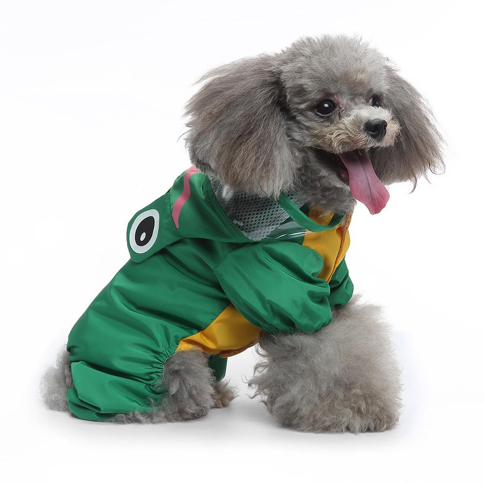 Universal Dog Raincoat with Foot Covers & Leash Access, Animal Design & Belly Wrap - Fits Small to Large Breeds