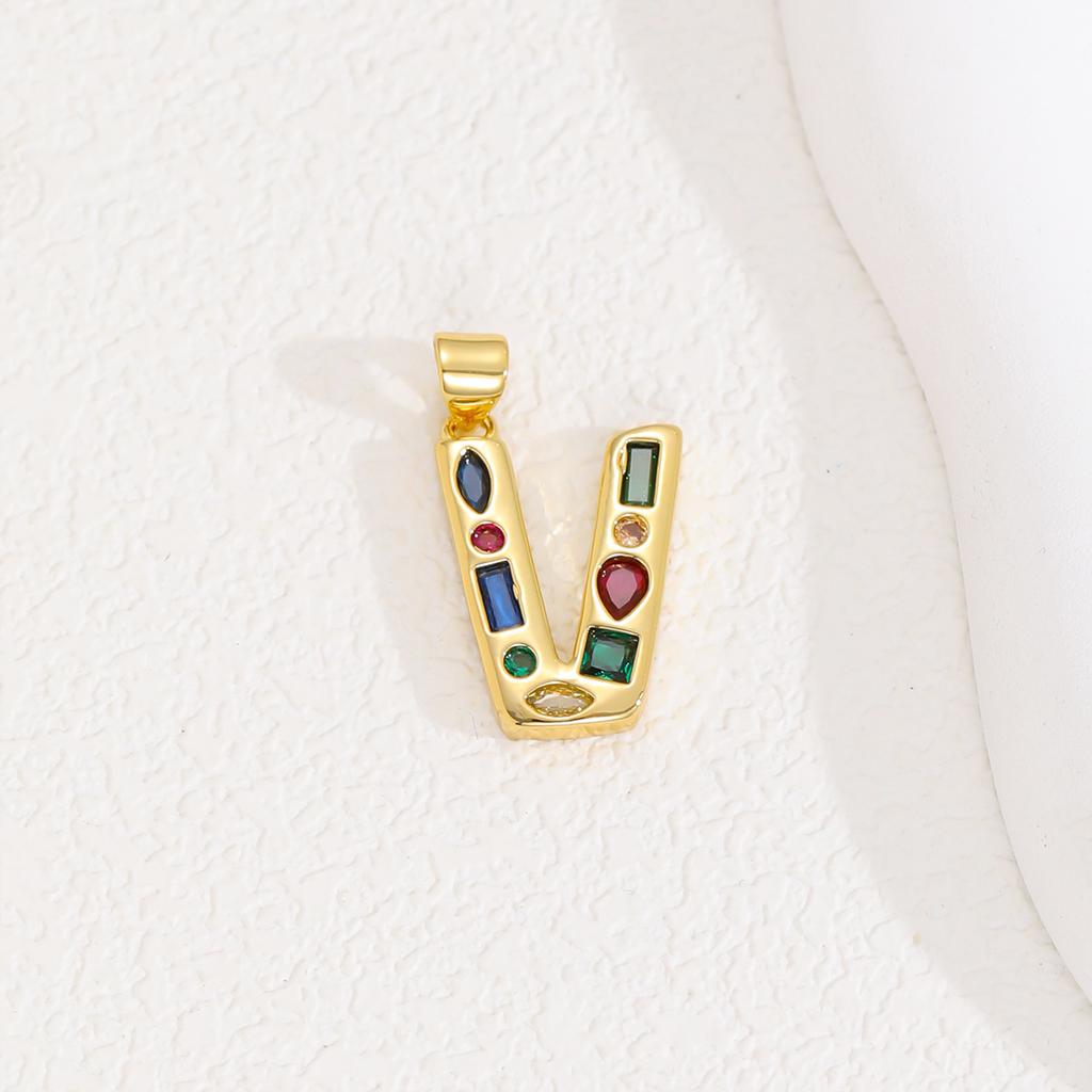Multicolor Zircon A-Z Letters Pendant Necklace Crystal Water Drop 26 letters Pendant Necklace Gold Plated  Gift for Women
