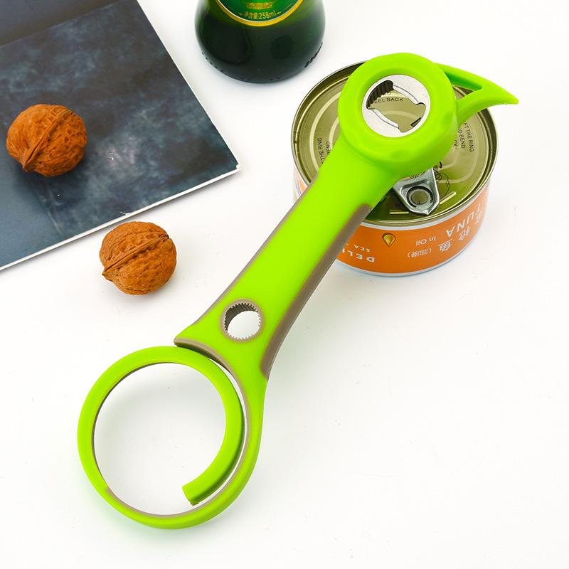Six In One Bottle Opener, Multifunctional Stainless Steel Beer Cap Opener, Bottle Cap Screw, Household Can Opener, Kitchen Tool