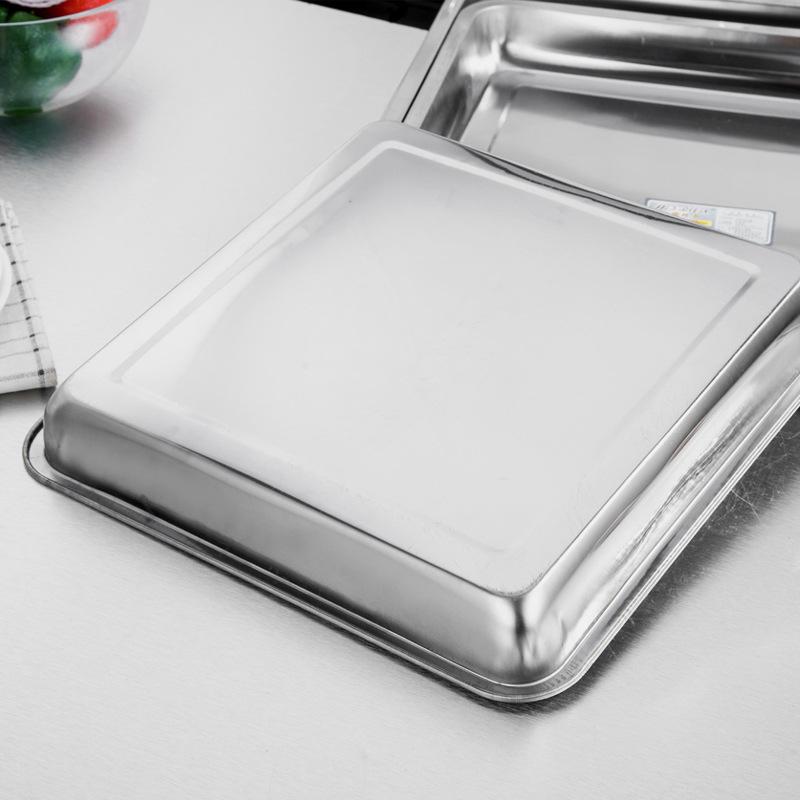 Stainless Steel Barbecue Tea Storage Serving Trays Rectangle Steamed Rice Sausage Plate Grill Meat Restaurant Metal Utensils 1Pc