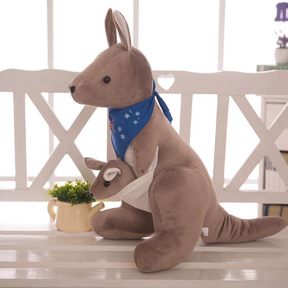 28CM Australisches Känguru-Plüschtier Känguru-Mutter mit Baby Australische Flagge Schal Süße Puppe zum Versenden eines Kindergeburtstagsgeschenks 28cm