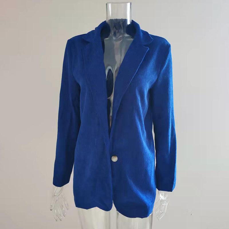Autumn Winter Women's Corduroy Blazer Slim-fit Solid Color Casual Blazer